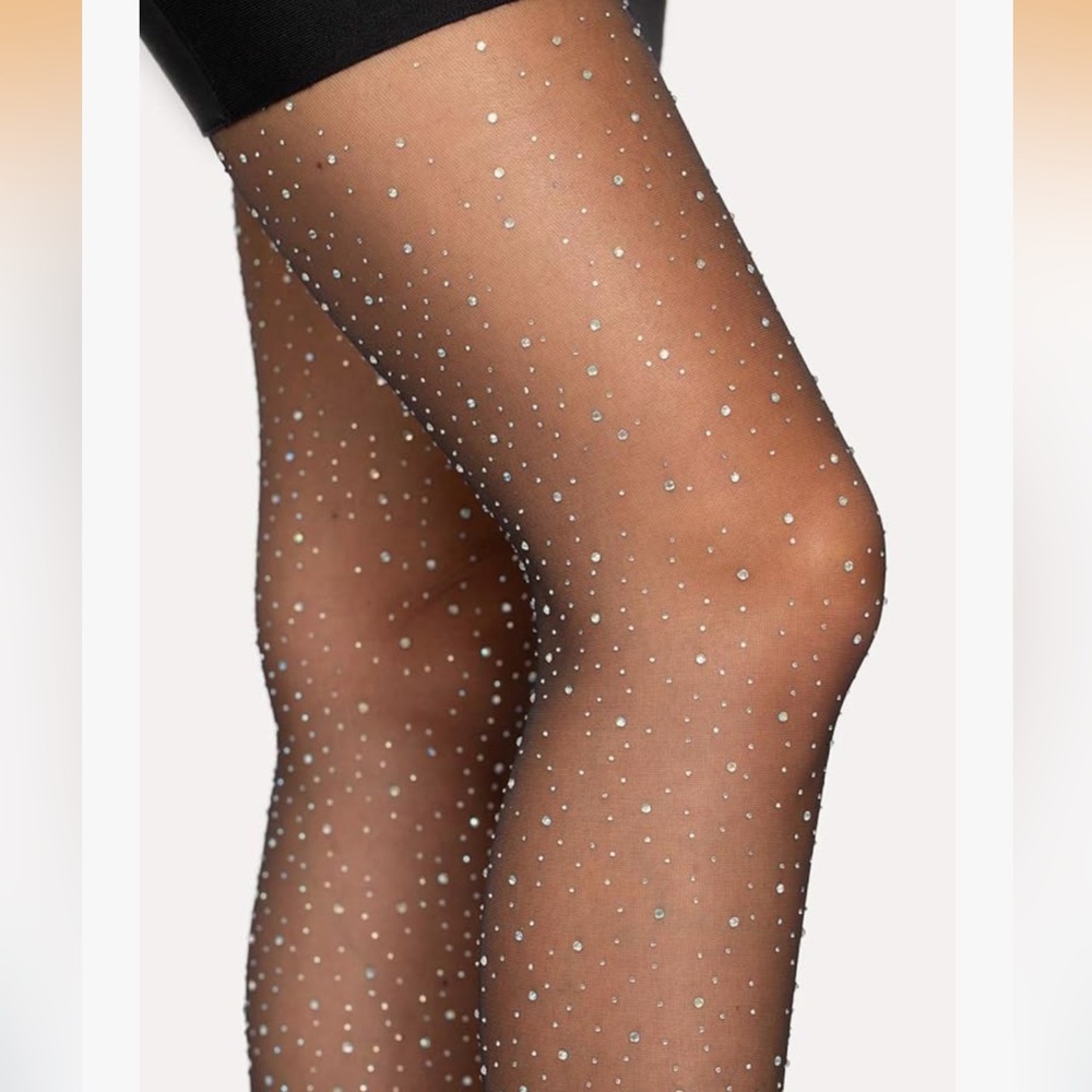 Midnight Shimmer Rhinestone Pantyhose | Leg Avenue Luxe Hosiery O/S NWT - Picture 4 of 16